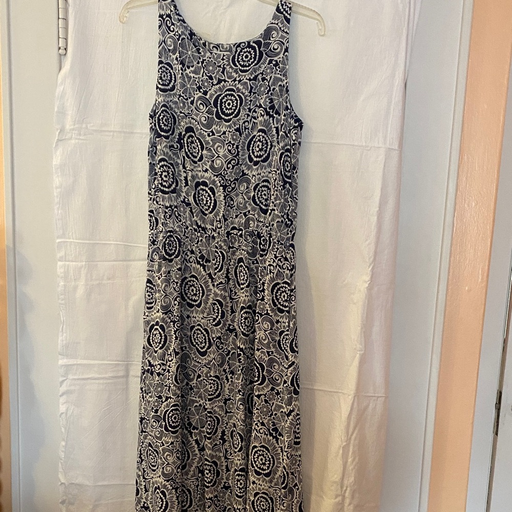 CAbi Black and White Floral Maxi Dress